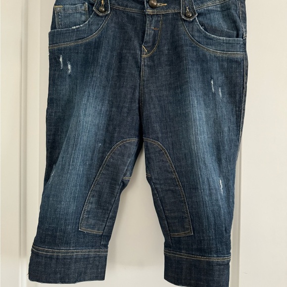 PIMKIE Women’s Blue Capri Denim Cropped Distressed Shorts Jeans-Size 8 - Picture 5 of 11